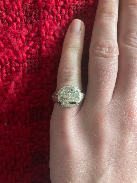 Paula Recycled Fine Silver Signet Ring - Size G (UK)