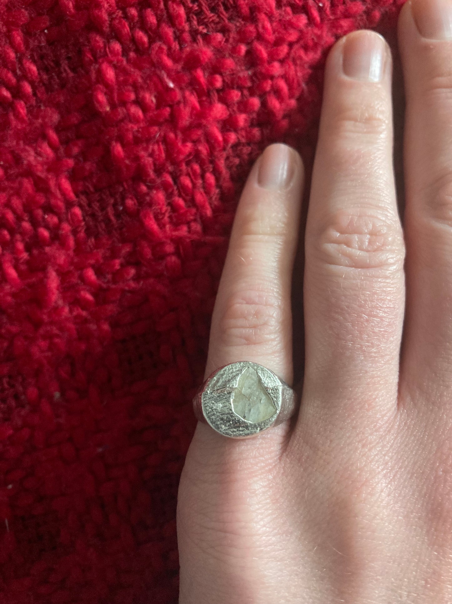 Avril Fine Recycled Silver Signet Ring - Size i (UK)
