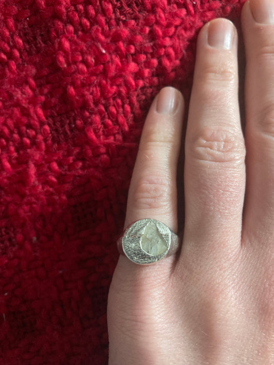 Avril Fine Recycled Silver Signet Ring - Size i (UK)