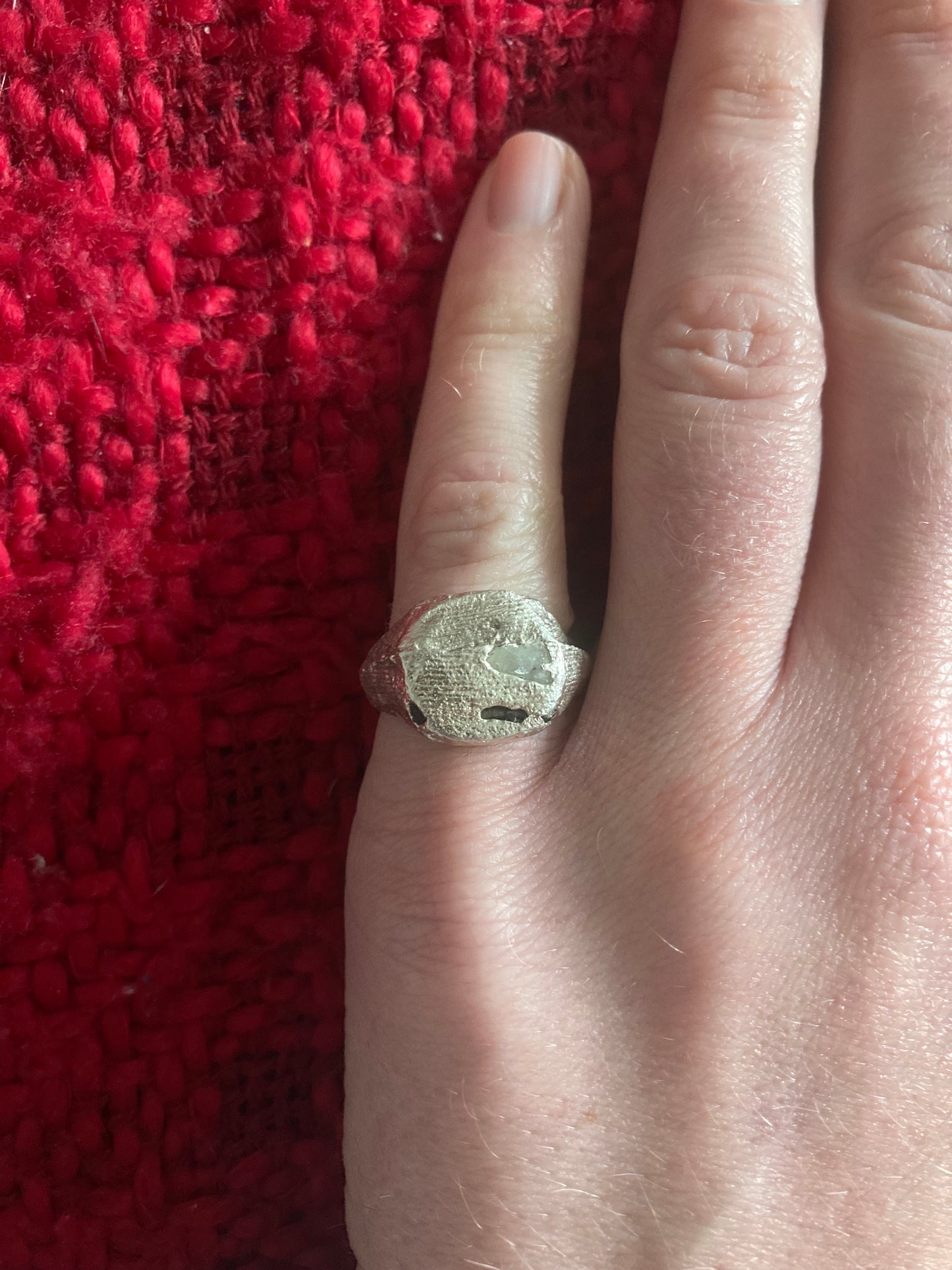 Paula Recycled Fine Silver Signet Ring - Size G (UK)